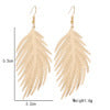 Wholesale Simple Earrings Metal Feather Frosted Leaf Pattern Earrings